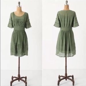 Anthropologie Lil sage green sheer dress
